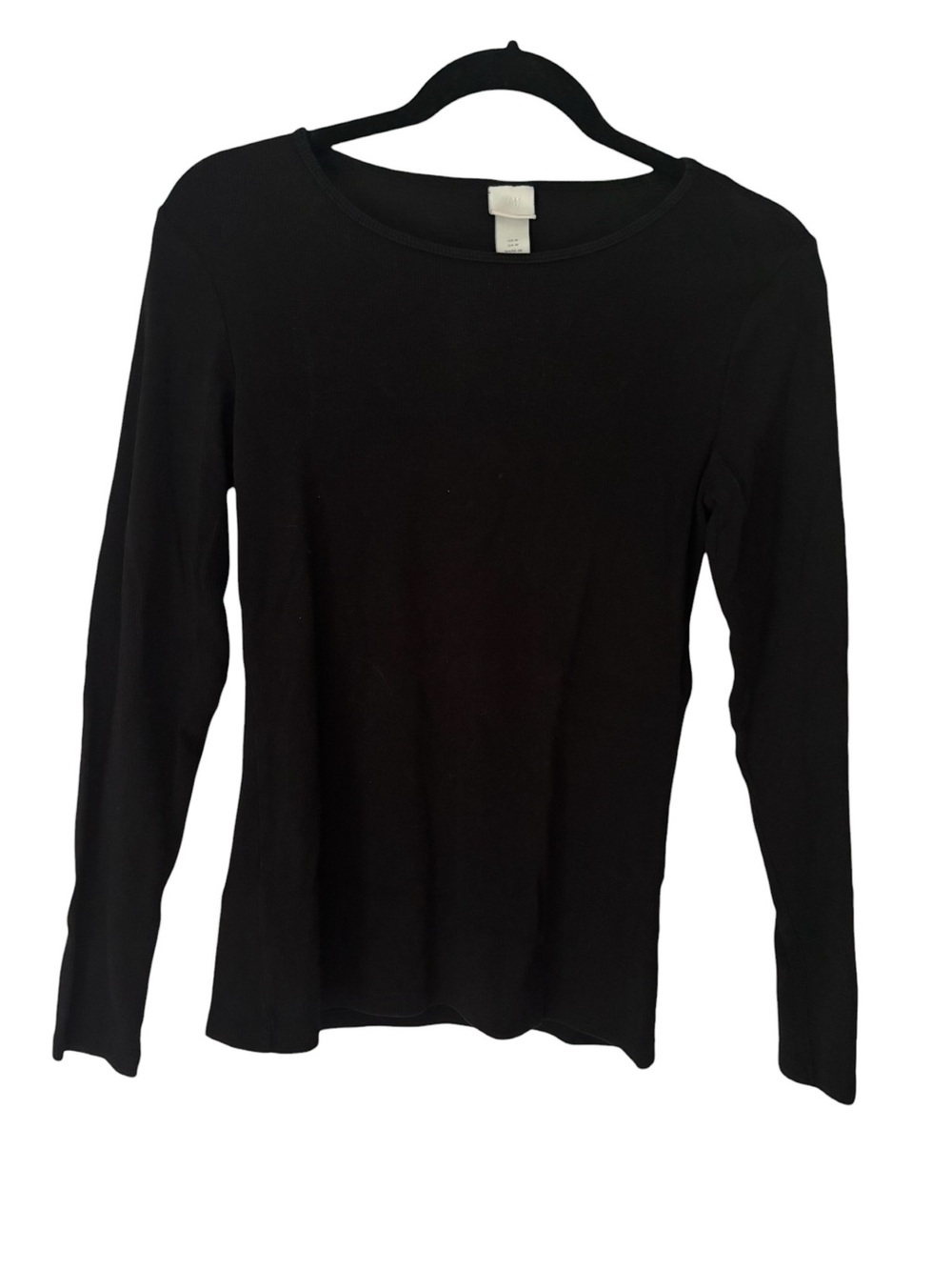 H&M Black Long-Sleeve Crew Neck Ribbed Tee
